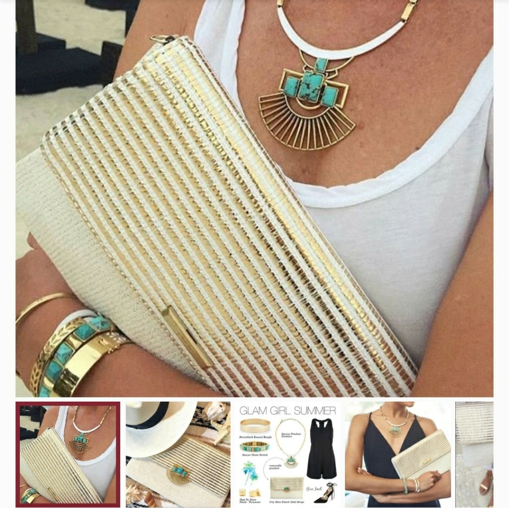 Stella & Dot Slim City Gold Clutch